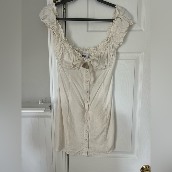 Linen Princess Polly Mini Dress (Button up and Tie Top) - Picture 1 of 3